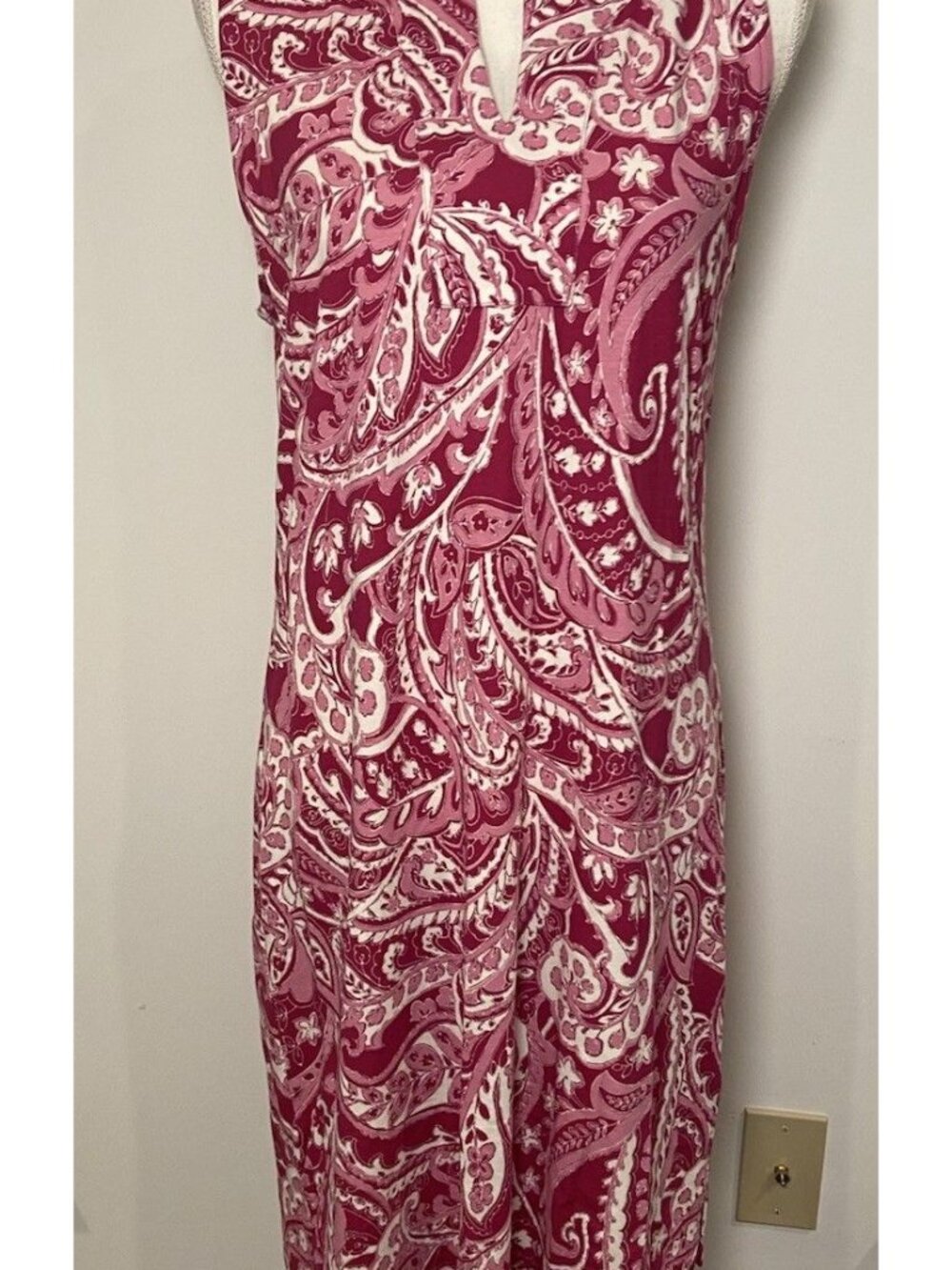 Coolibar Oceanside Tank Dress Sleeveless UPF 50+ Pink White Medium M